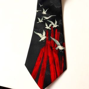 Vtg 60s 70s Necktie Tie Mens Wide 4”Polyester Disco Mod Don Loper Seagull Print